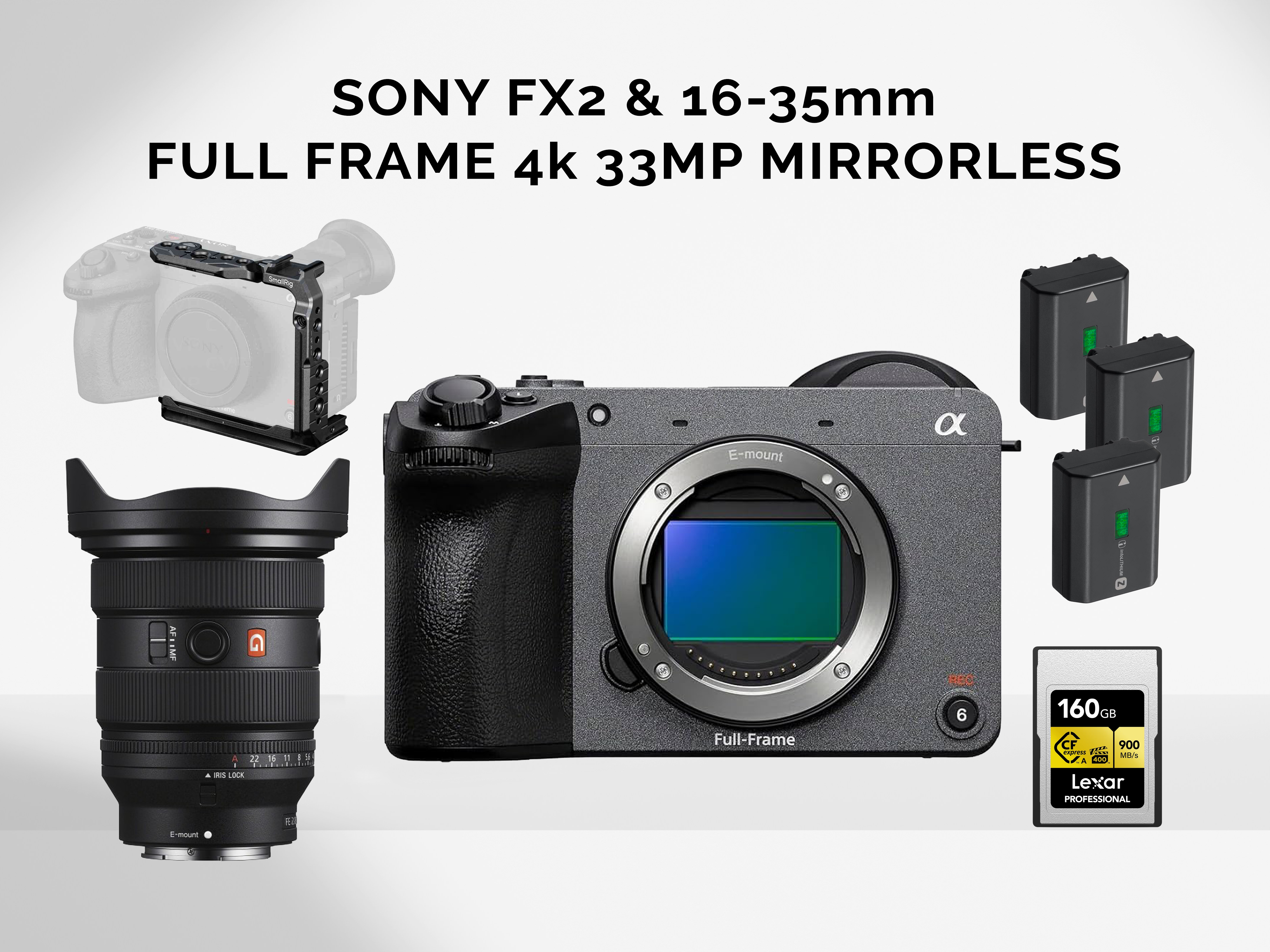 Sony fx2 with 16-35mm f2.8 g master ii lens 4k cinema camera package