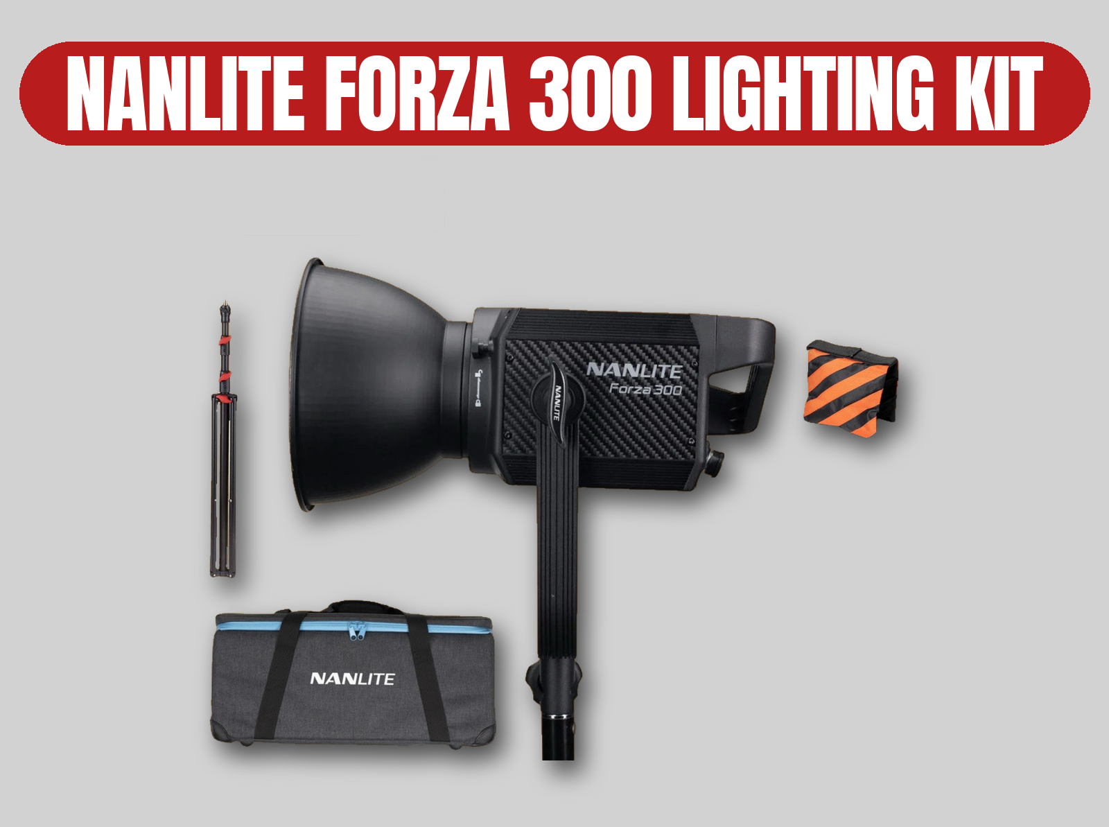 Nanlite forza 300 led light kit | aputure 300d ii equivalent / stand / gels / fx led