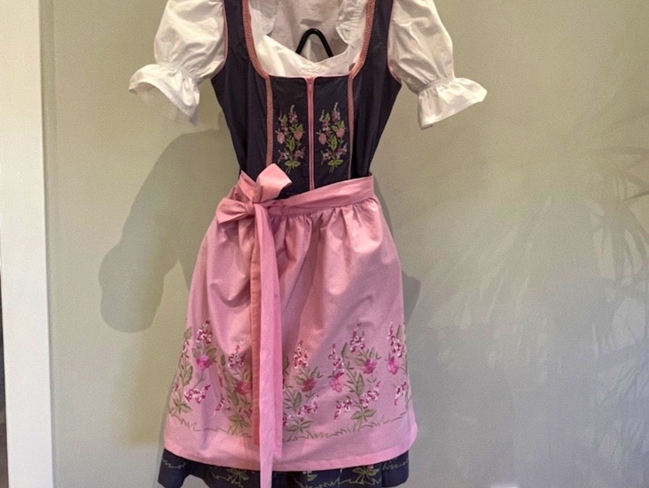 Dirndl storlek 36, grå-blå och rosa