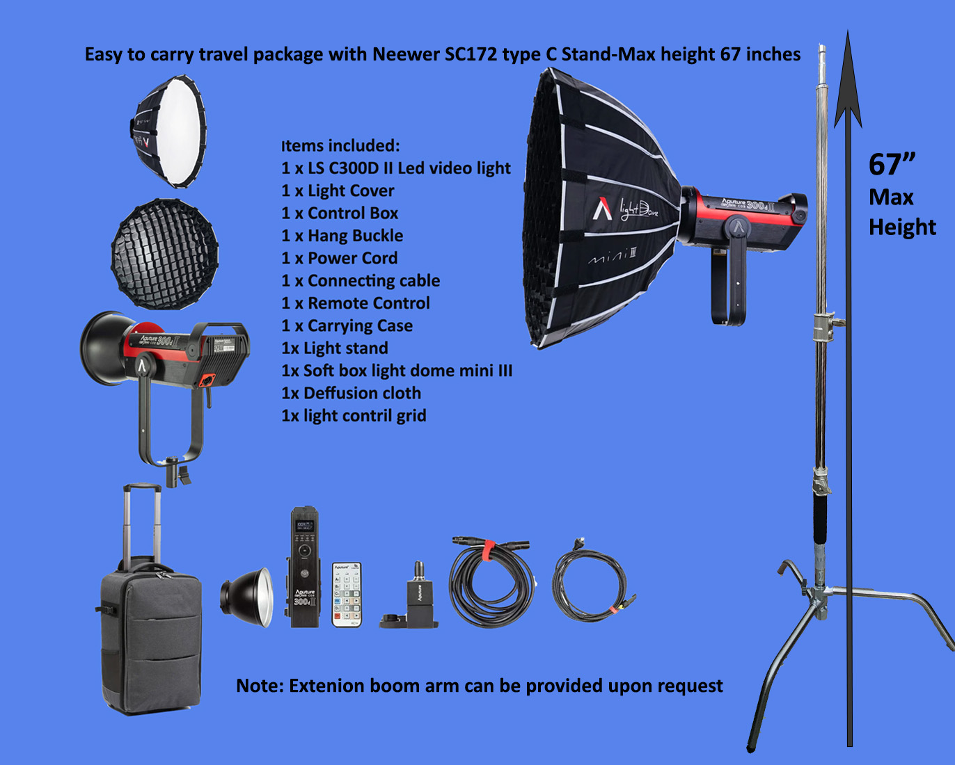 Aputure 300d mark ii + lightdome mini iii + stand (hire for 2 days and get 3rd day free)