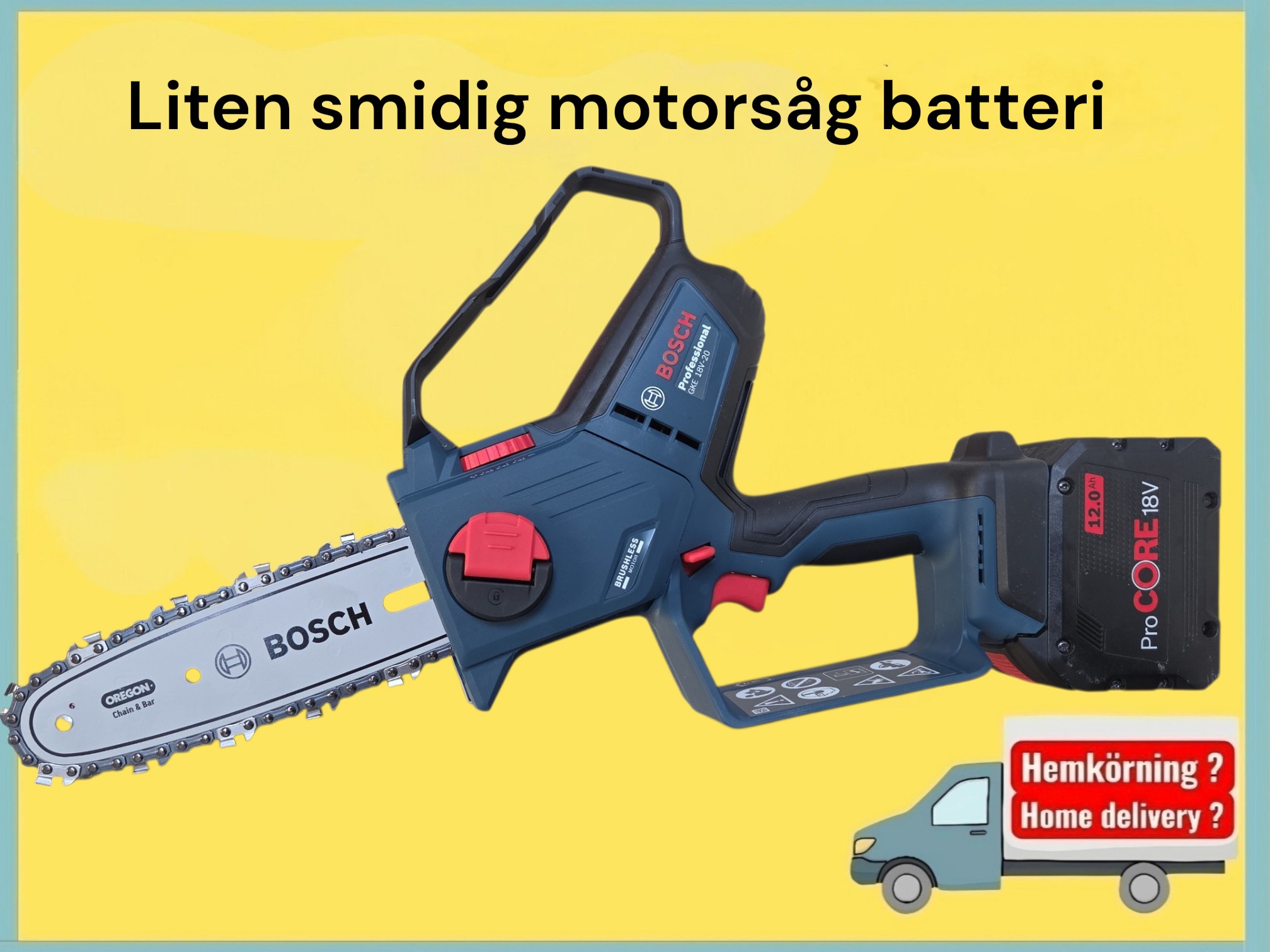 Motorsåg liten smidig batteri proffsmaskin