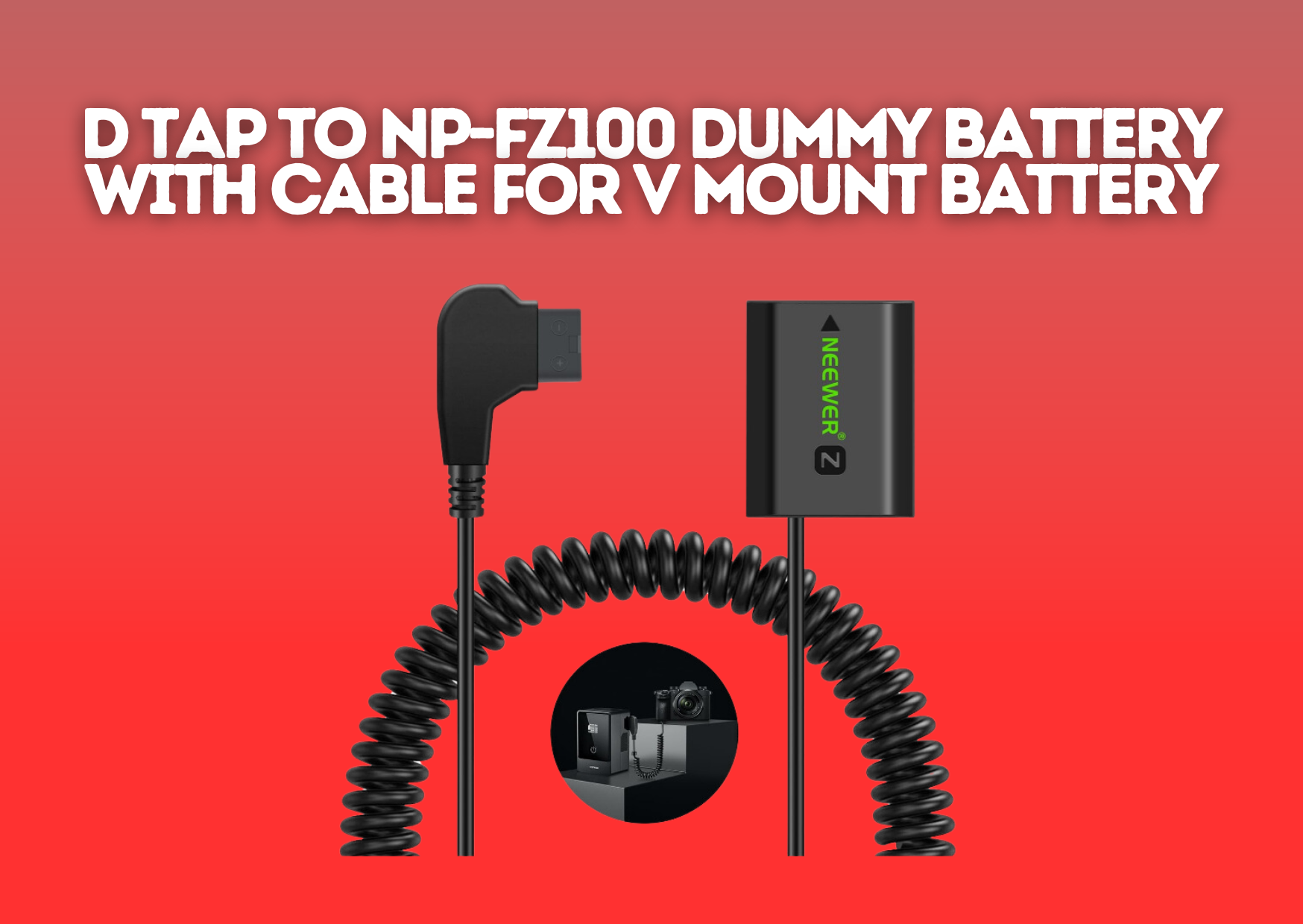 D tap to np-fz100 dummy battery with cable for v mount battery