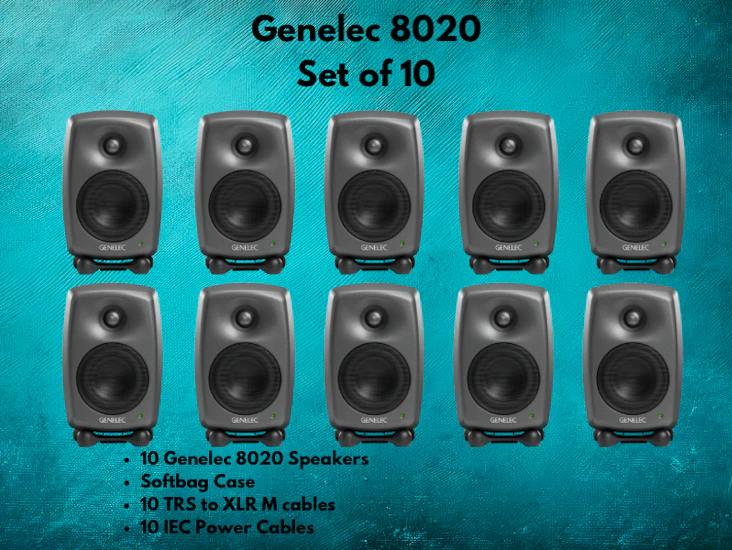 10 genelec 8020 for surround spatial audio