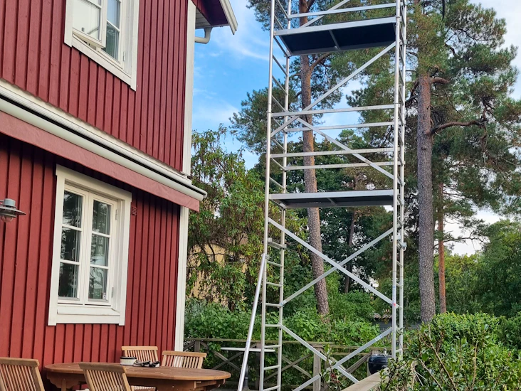 Byggställning, alu, arbetshöjd ca 9m, sollentuna