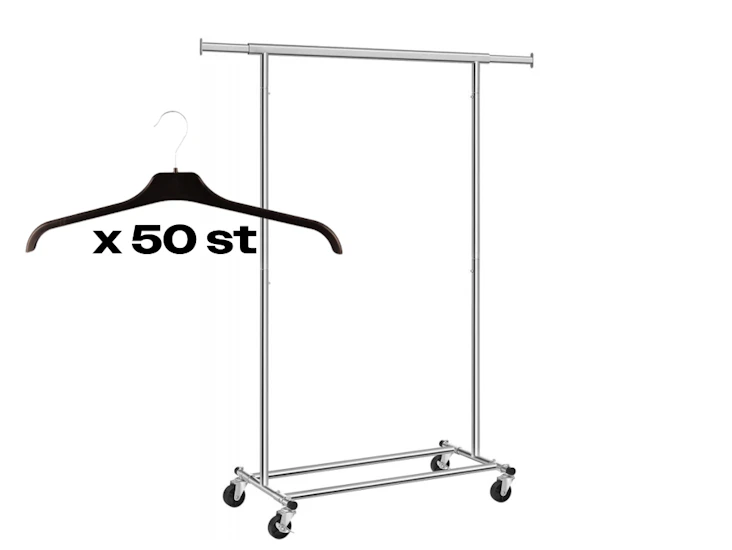 1 klädställning + 50 galgar (frakt möjlig)