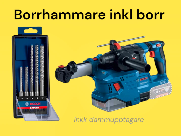 Borhammare inkl borr, batterier, laddare