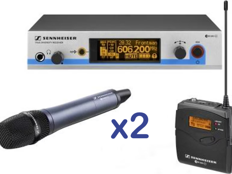 Sennheiser ew100 g3 lapel + handheld kit x 2