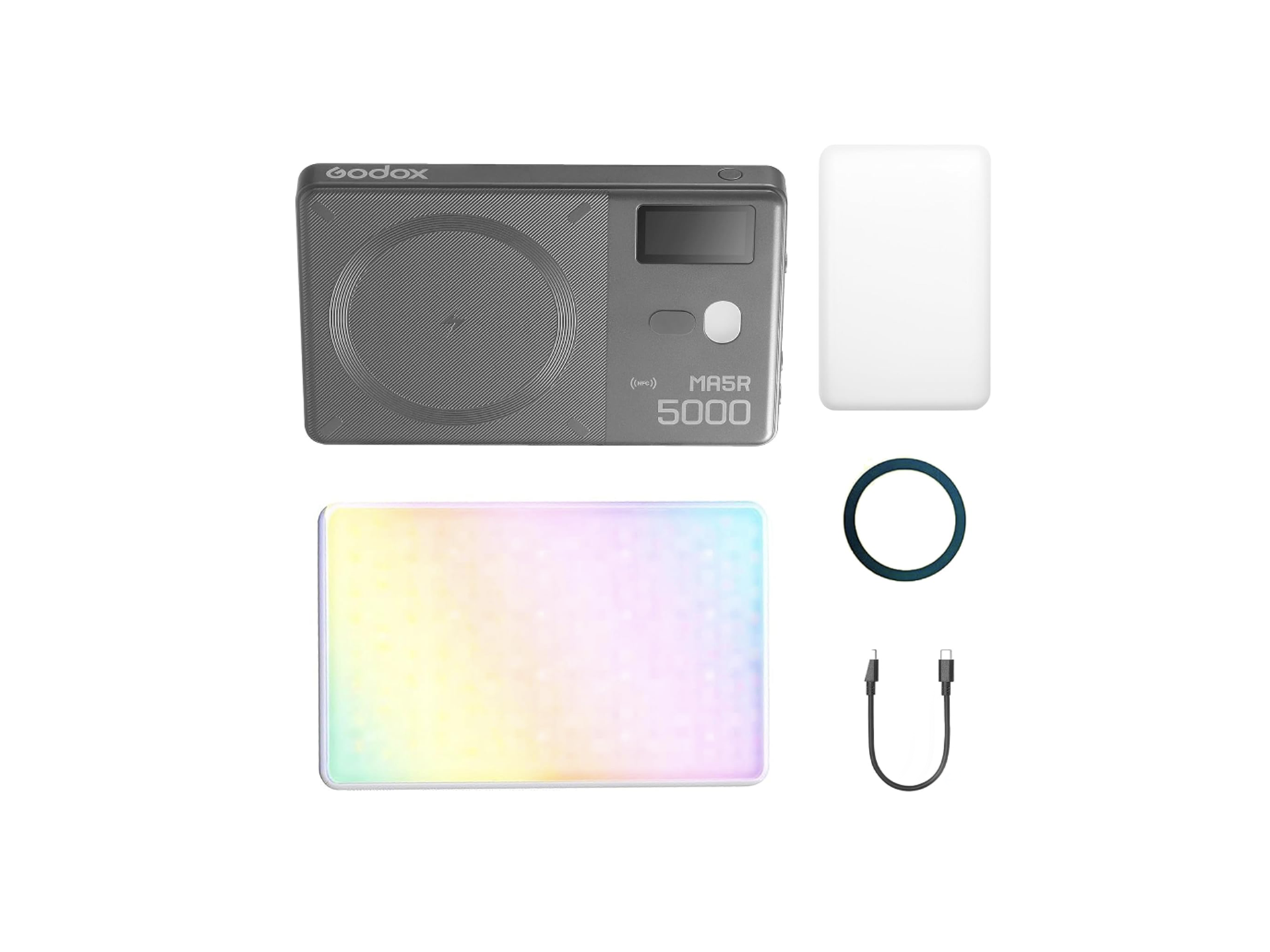 Godox ma5r rgb led video light 5w 1800k-10000k magnetic charging full-color led