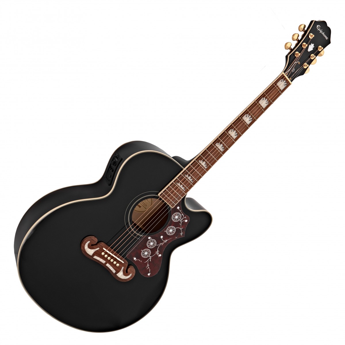 Epiphone ej-200sce jumbo electro-acoustic guitar - black and hard case