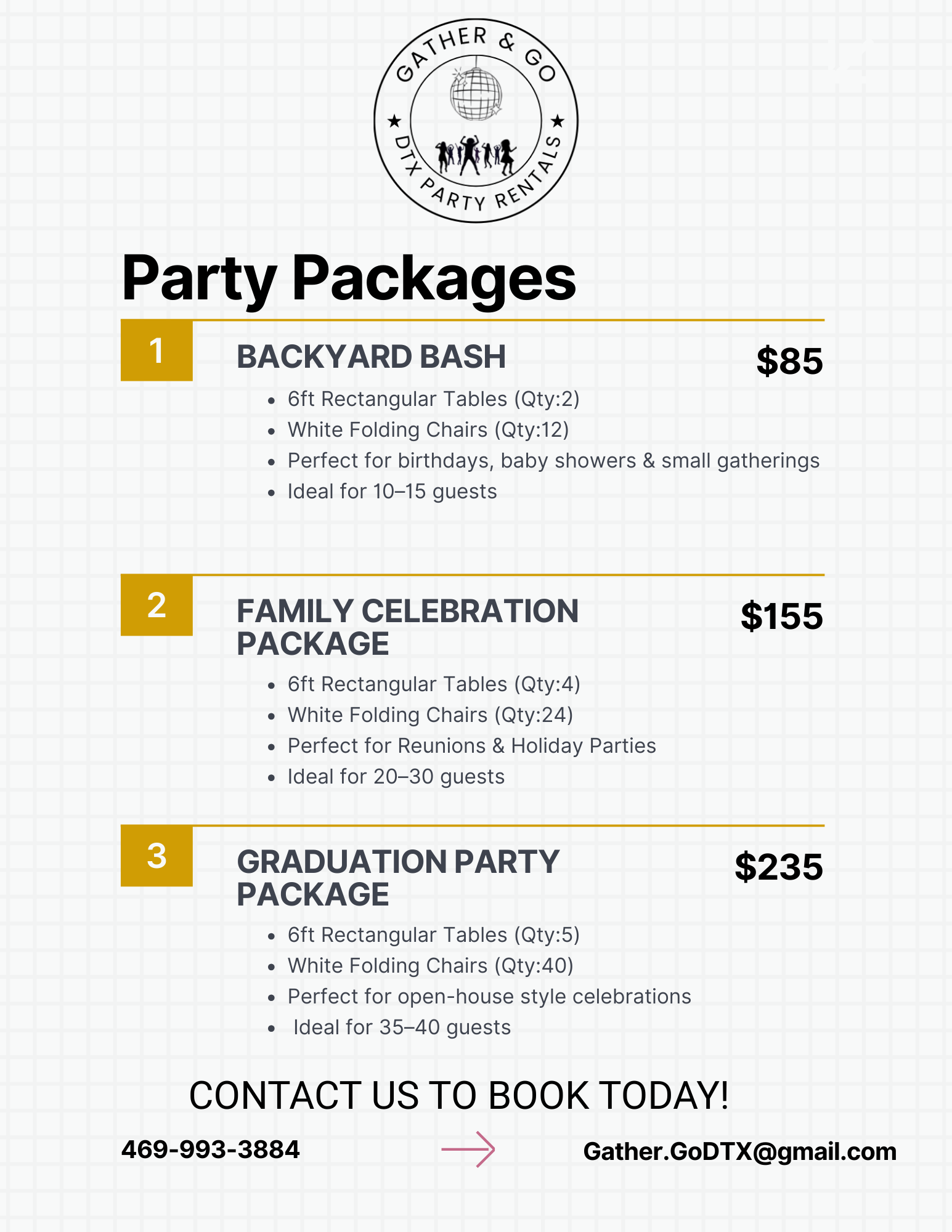 Party rental packages