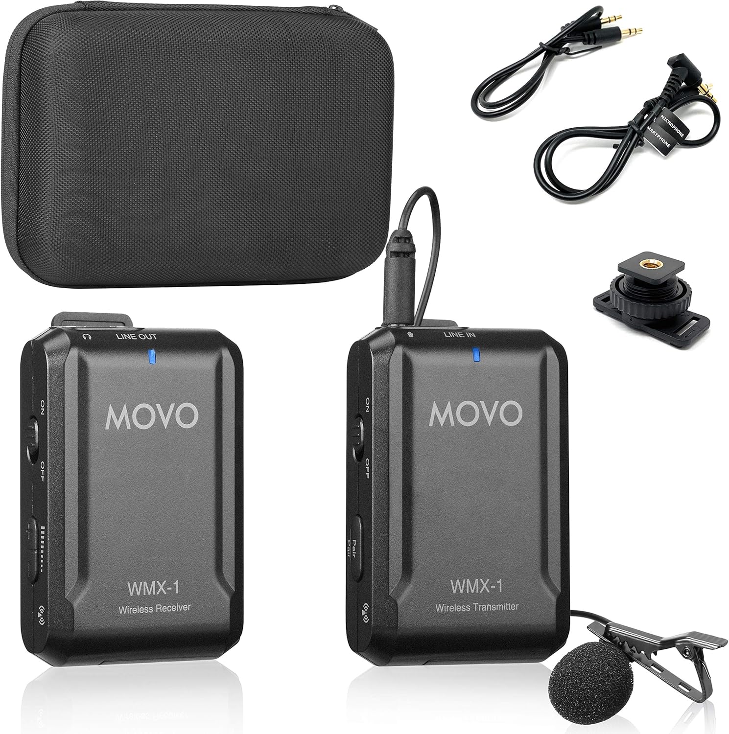 Movo wmx-1 2.4ghz wireless lavalier microphone system compatible with dslr