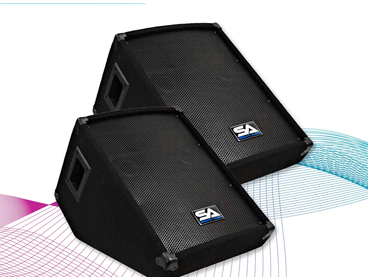 2 - seismic audio speakers single wedge style floor monitors