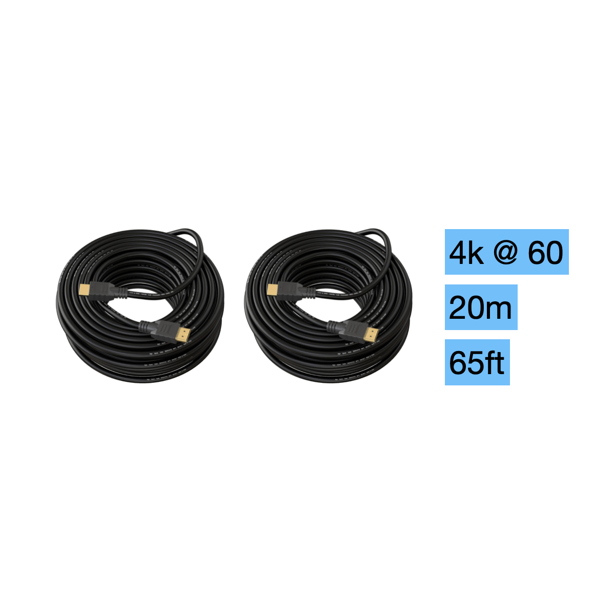 2x 20m 65ft long hdmi cable 2.0 4k @ 60hz ultra high speed cable  (4x more available)