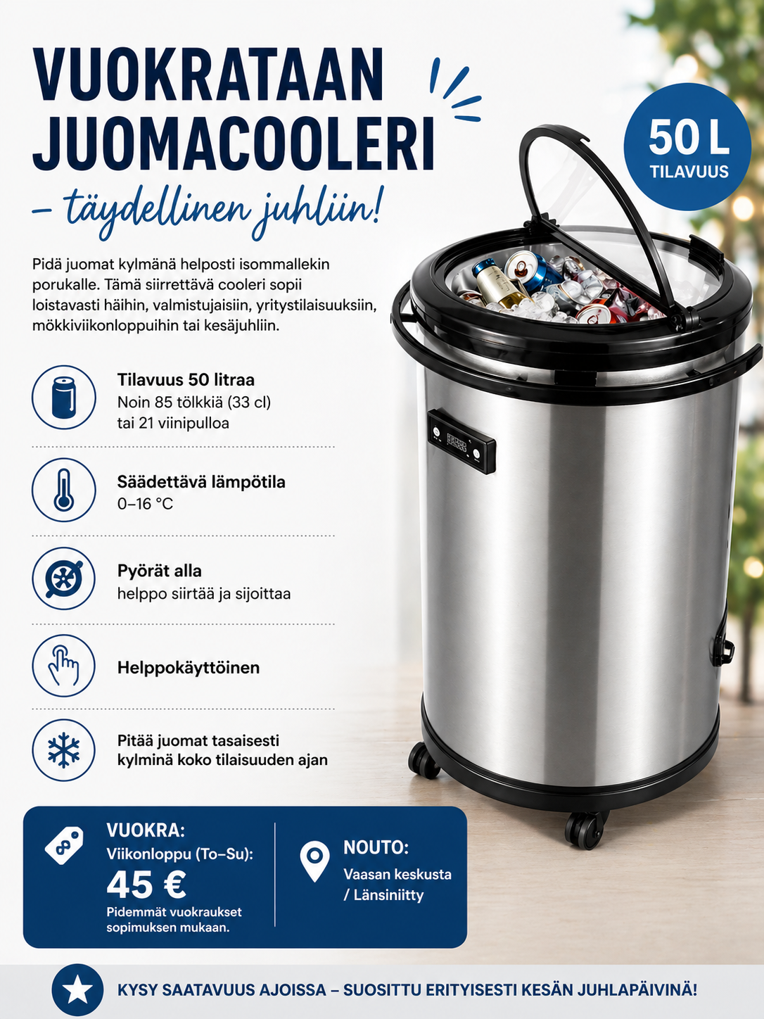 Party cooleri tölkkijäähdytin 50l