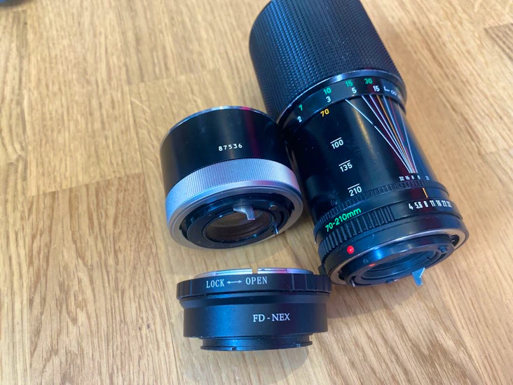 Canon fd 70-200mm f/4 med 2x extender