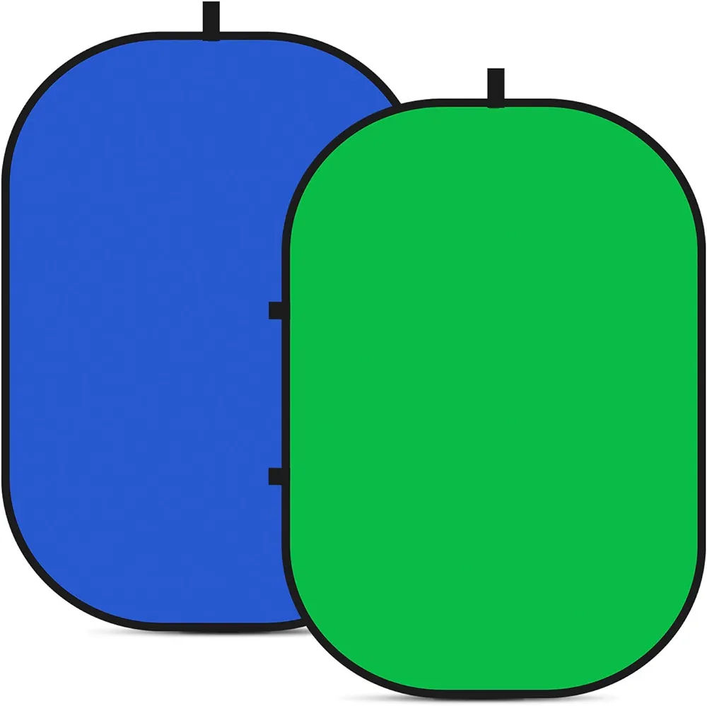 Double sided green screen and blue screen, 2 in 1 collapsible and reversible background for photography, gaming and live streaming, 5'×6.6'/1.5m×2m (green/blue)
