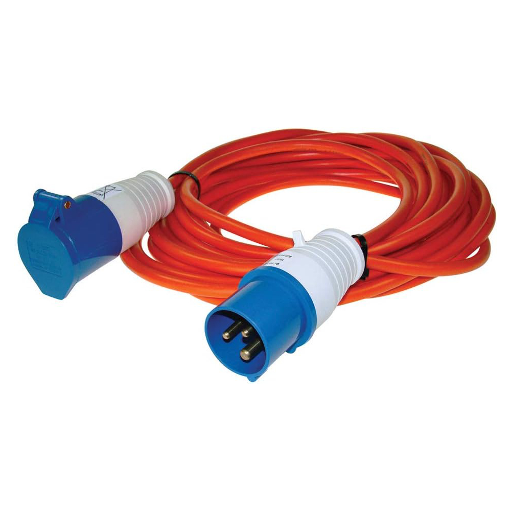 16 amp 230v, 10 m extension lead, orange