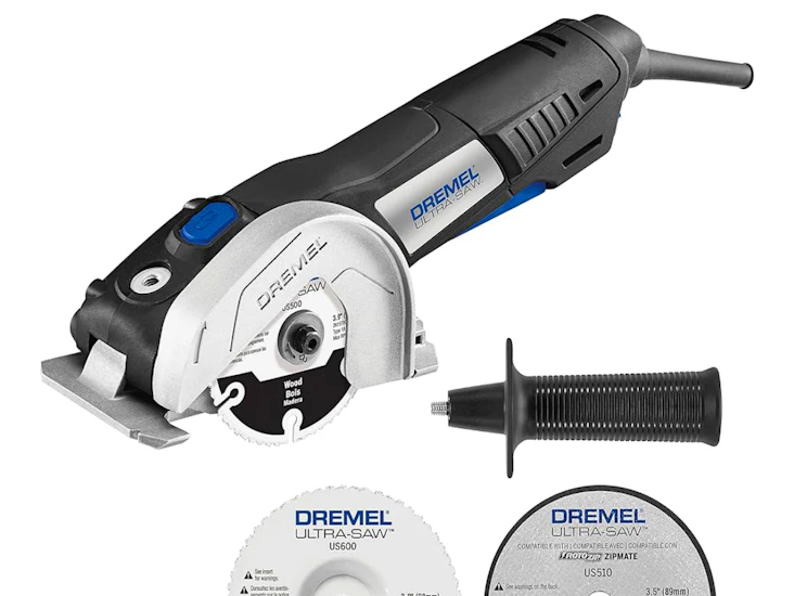 Dremel us40 ultra-saw corded compact saw tool kit with 3 cutting wheels and auxiliary handle