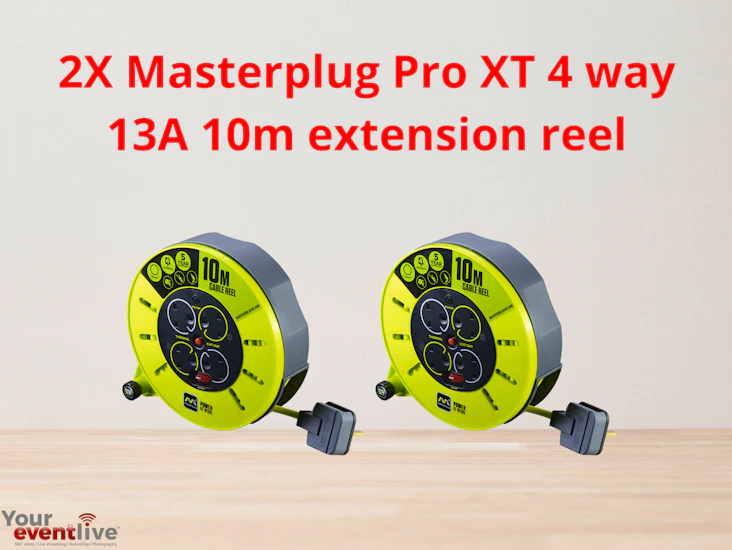 2x 4 way 13a 10m extension reel