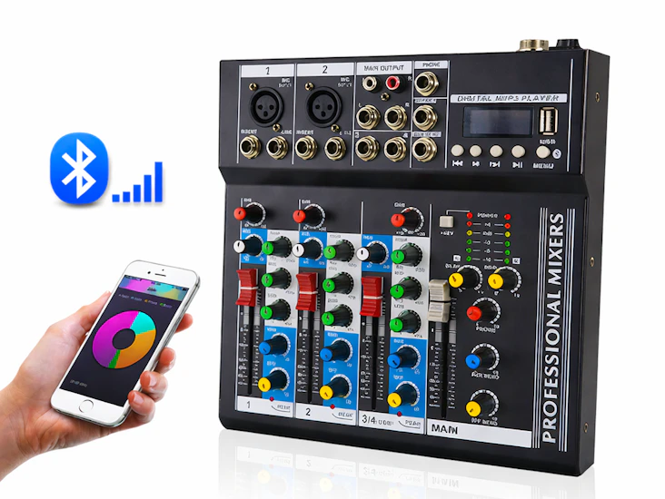 3/4 kanals usb mikser med bluetooth