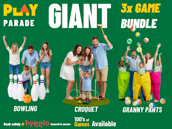 Garden party games bundle – bowling, croquet & granny pants outdoor games
