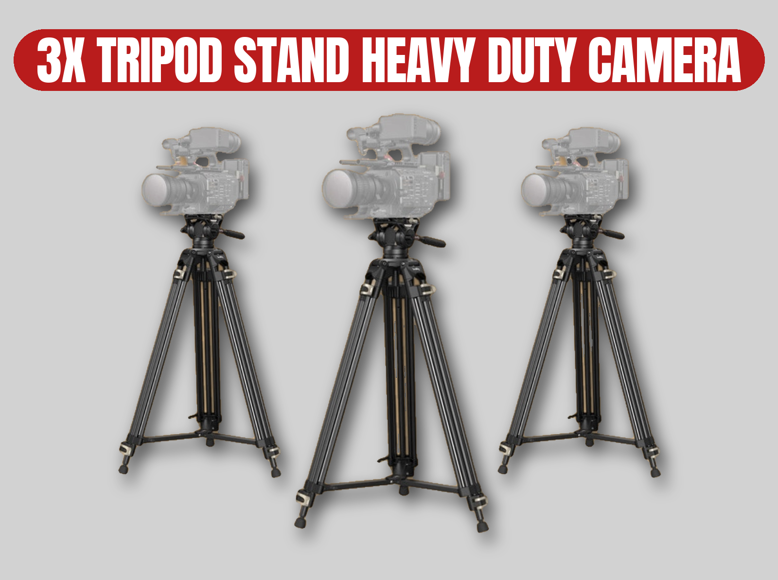 3x heavy duty camera tripod kit | stable fluid head / cinema tripod stand