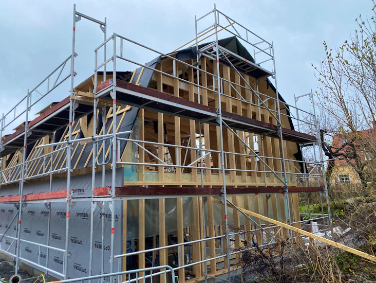 Byggställning hela villan 500kvm altrad byggnadsställning