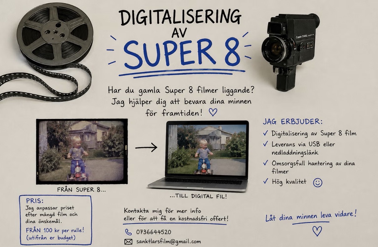 Digitalisering av super 8, vhs, minidv, hi8 mm