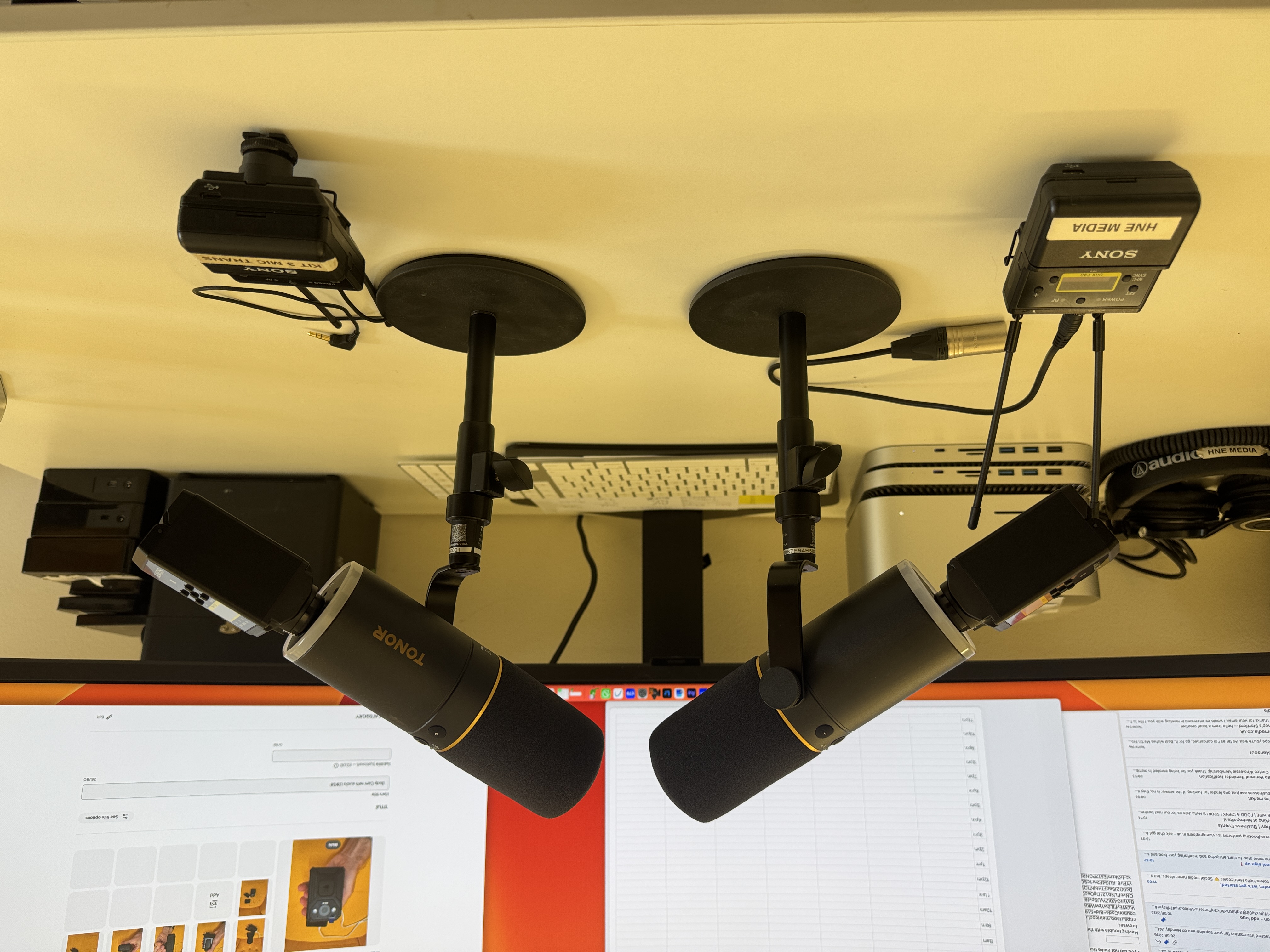 Podcast microphones x2 with sony wireless senders