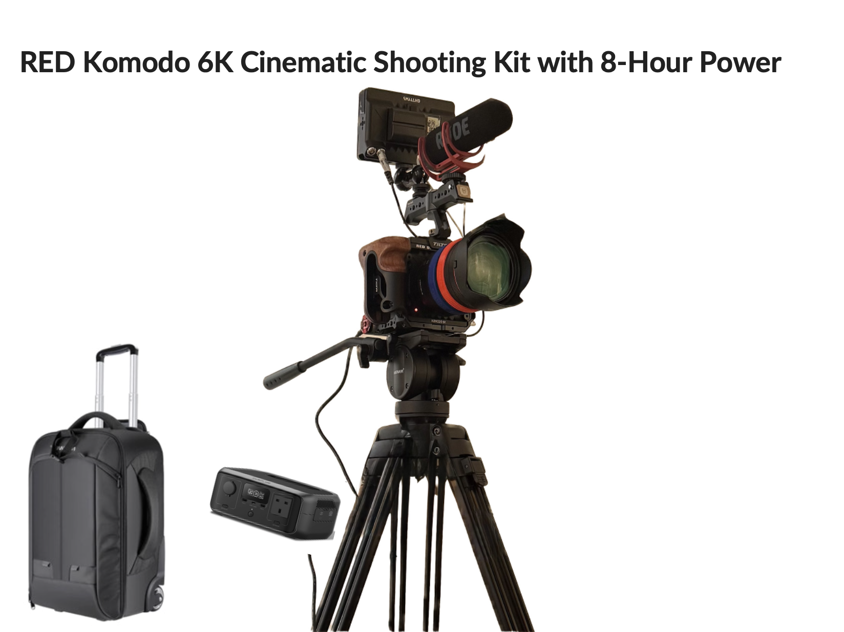 Red komodo 6k cinematic shooting kit with 8‑hour power