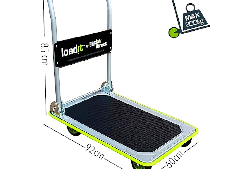 300kg capacity - heavy duty foldable flatbed platform hand truck moving trolley with swivel wheels