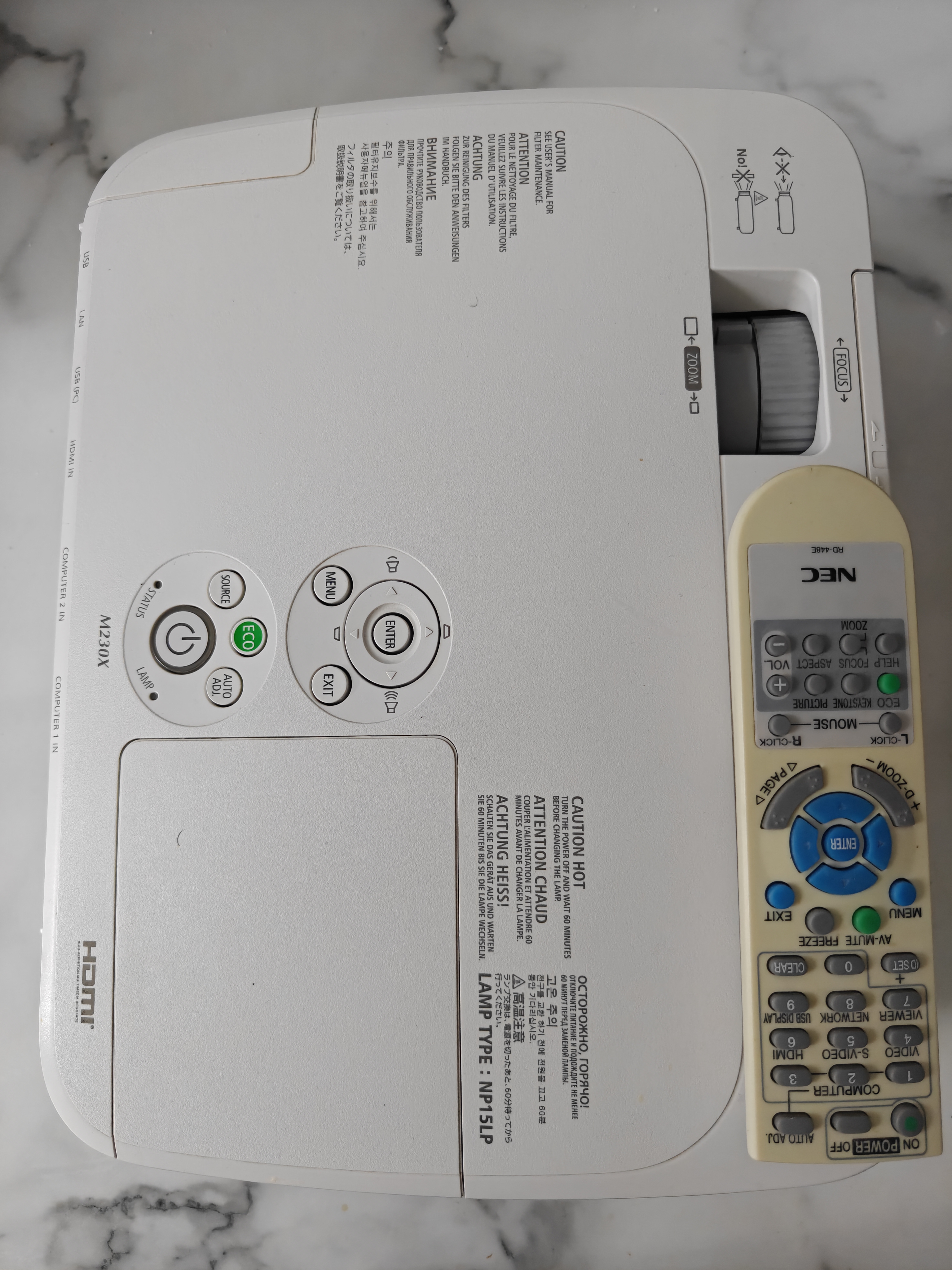 Nec m230x dlp projector with remote,working ,hdmi/vga/usb