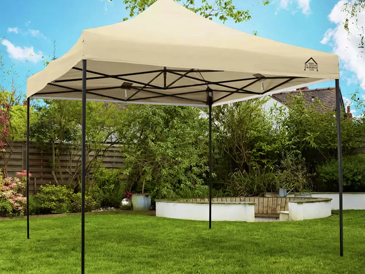 Easy install beige garden gazebo
