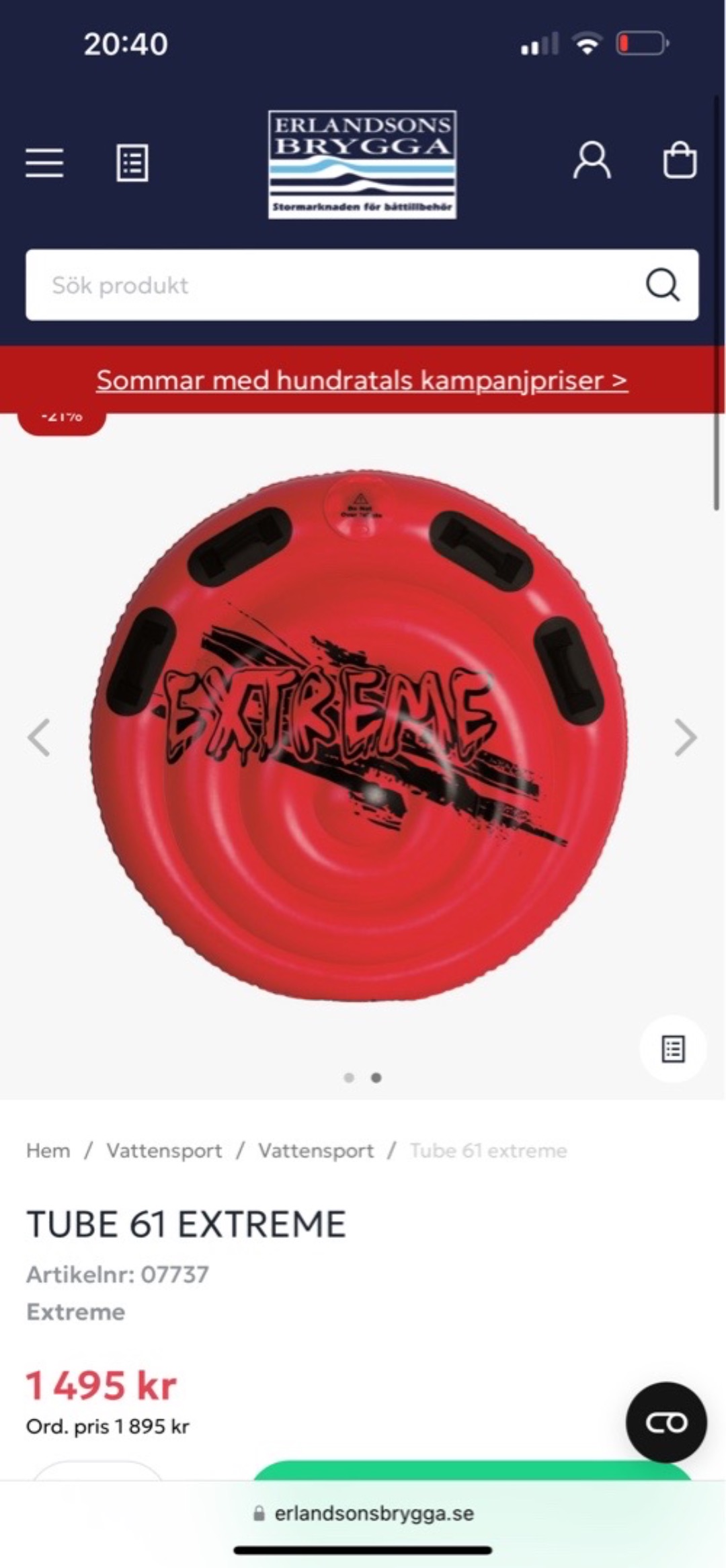 Ring åkring vattensport