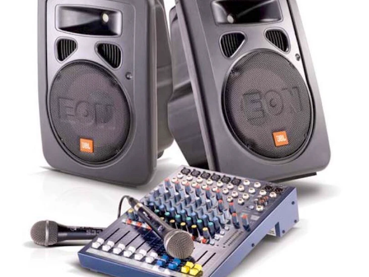 Hyra aktiva högtalare, mixer och 2st micar