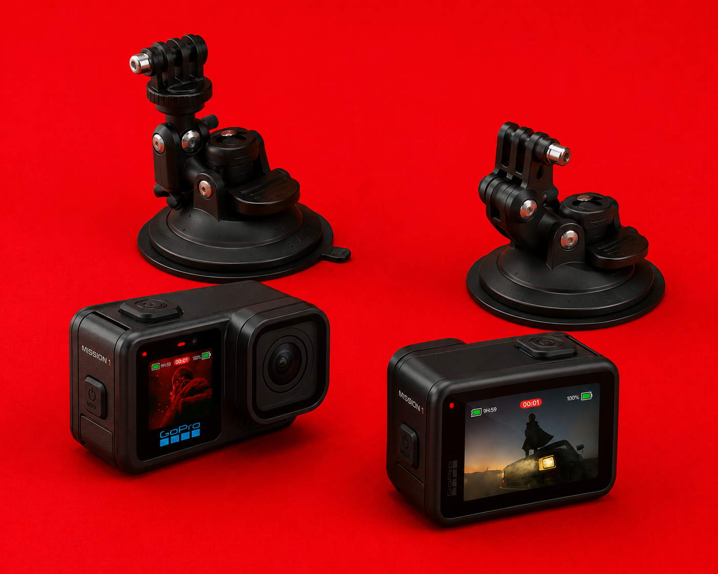 2x gopro mission 1 pro + 2x suction mounts