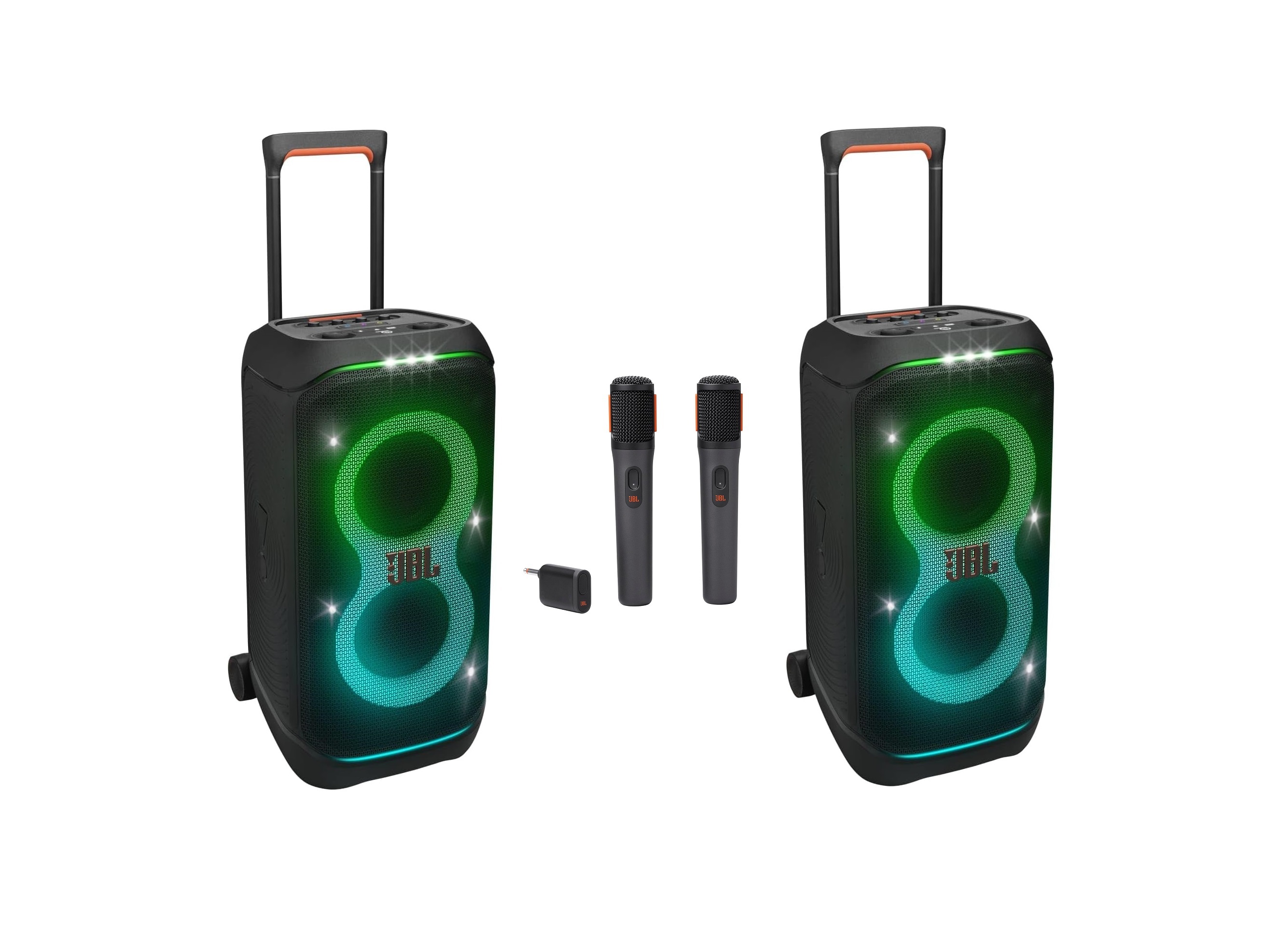 2x jbl partybox stage 320 portable  + 2x jbl wireless microphones