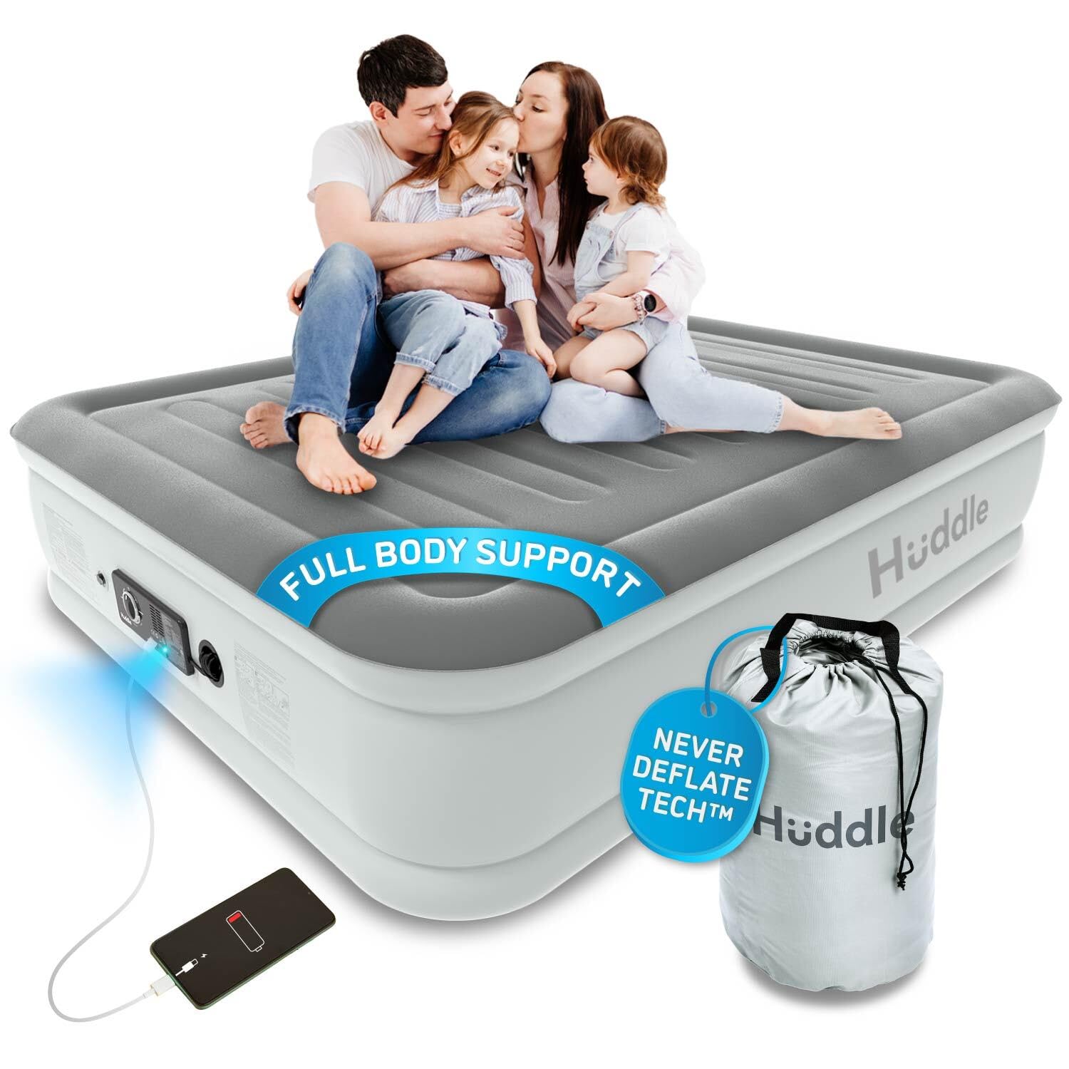 Huddle double air mattress – dual pump technology