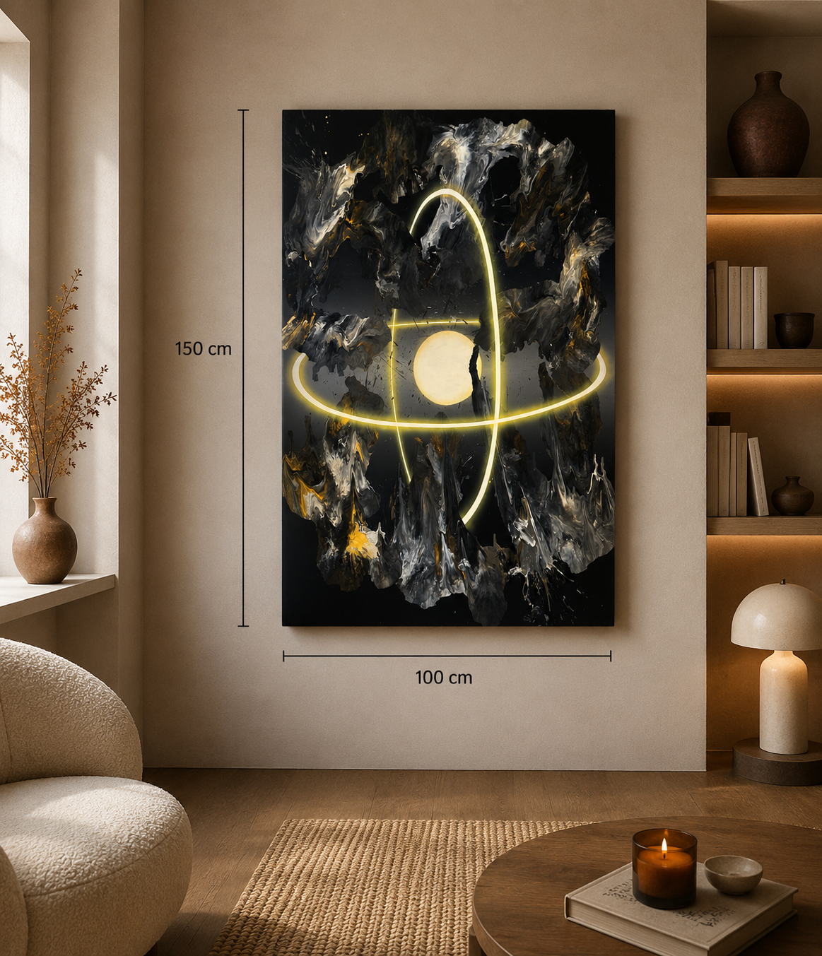 Orbit – originalt abstrakt maleri, 100 × 150 cm