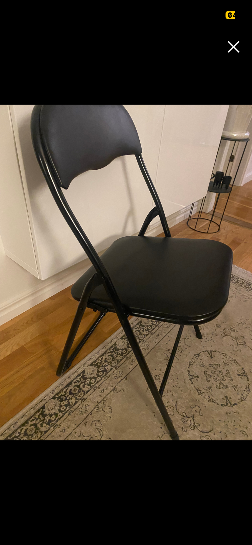 6 stycken svarta klappstolar med mjuk sittdyna