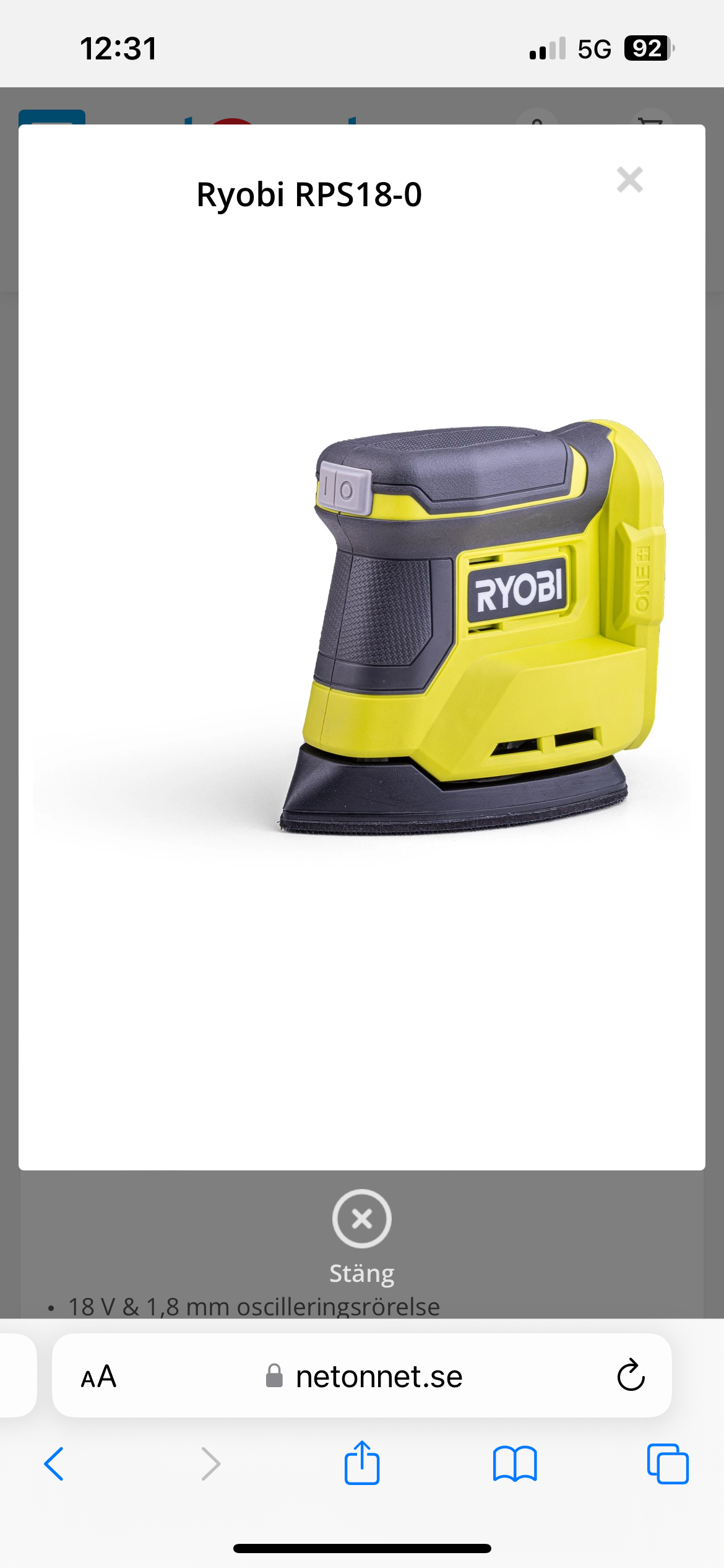 Ryobi smidig slipmus 