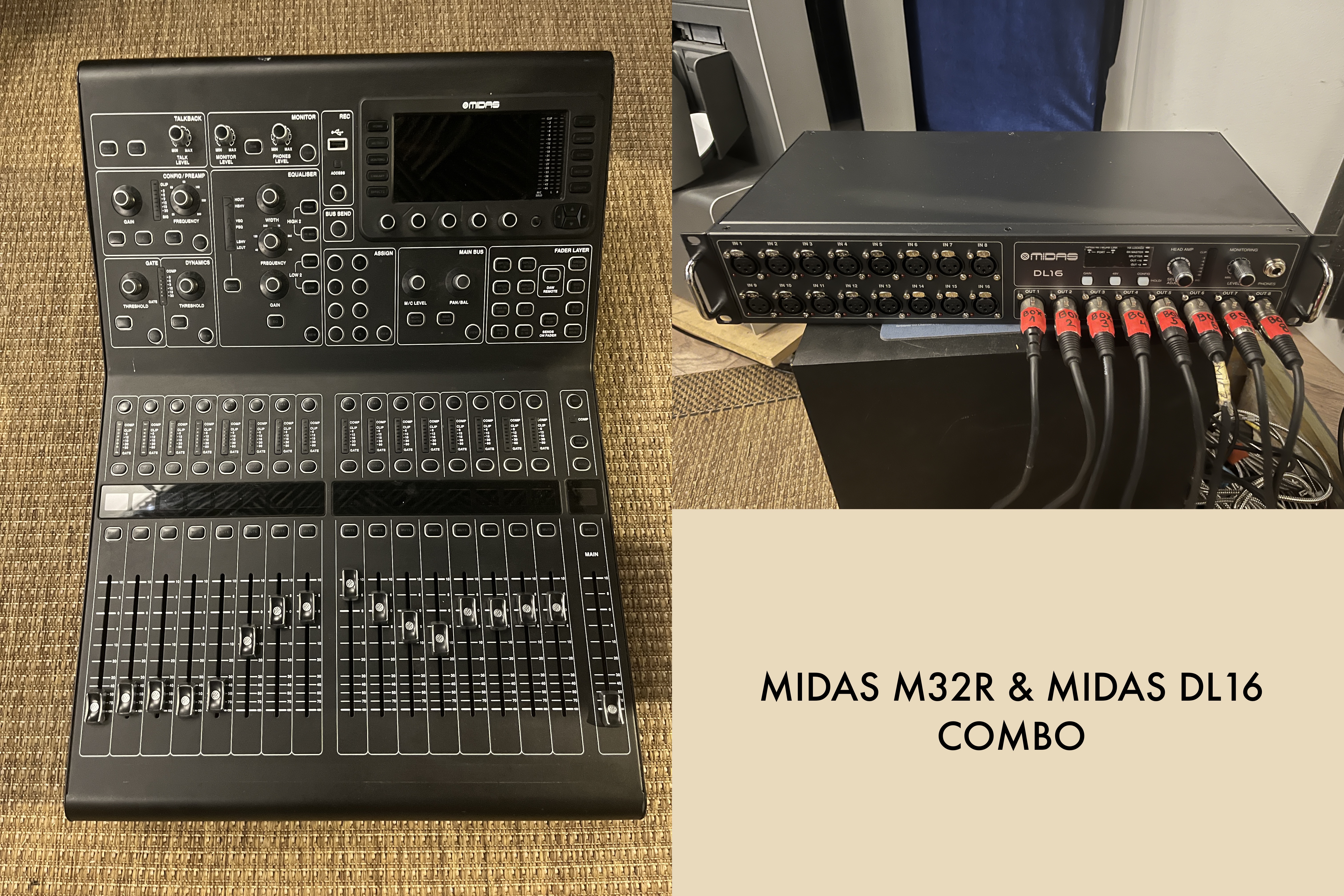 Midas m32r + midas dl16 stage box combo