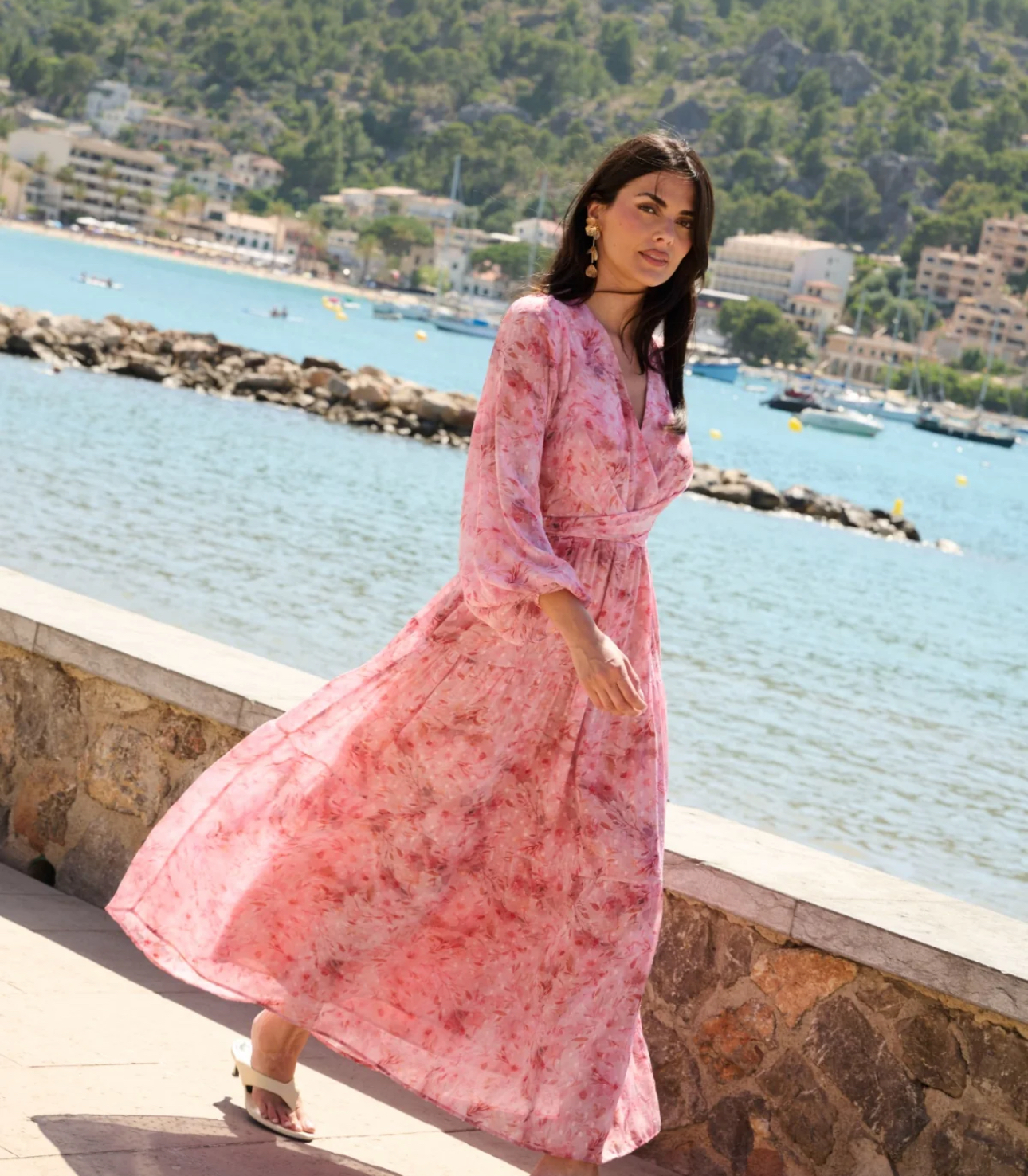 Str 40 - hedvig chiffon maxi dress - pink floral