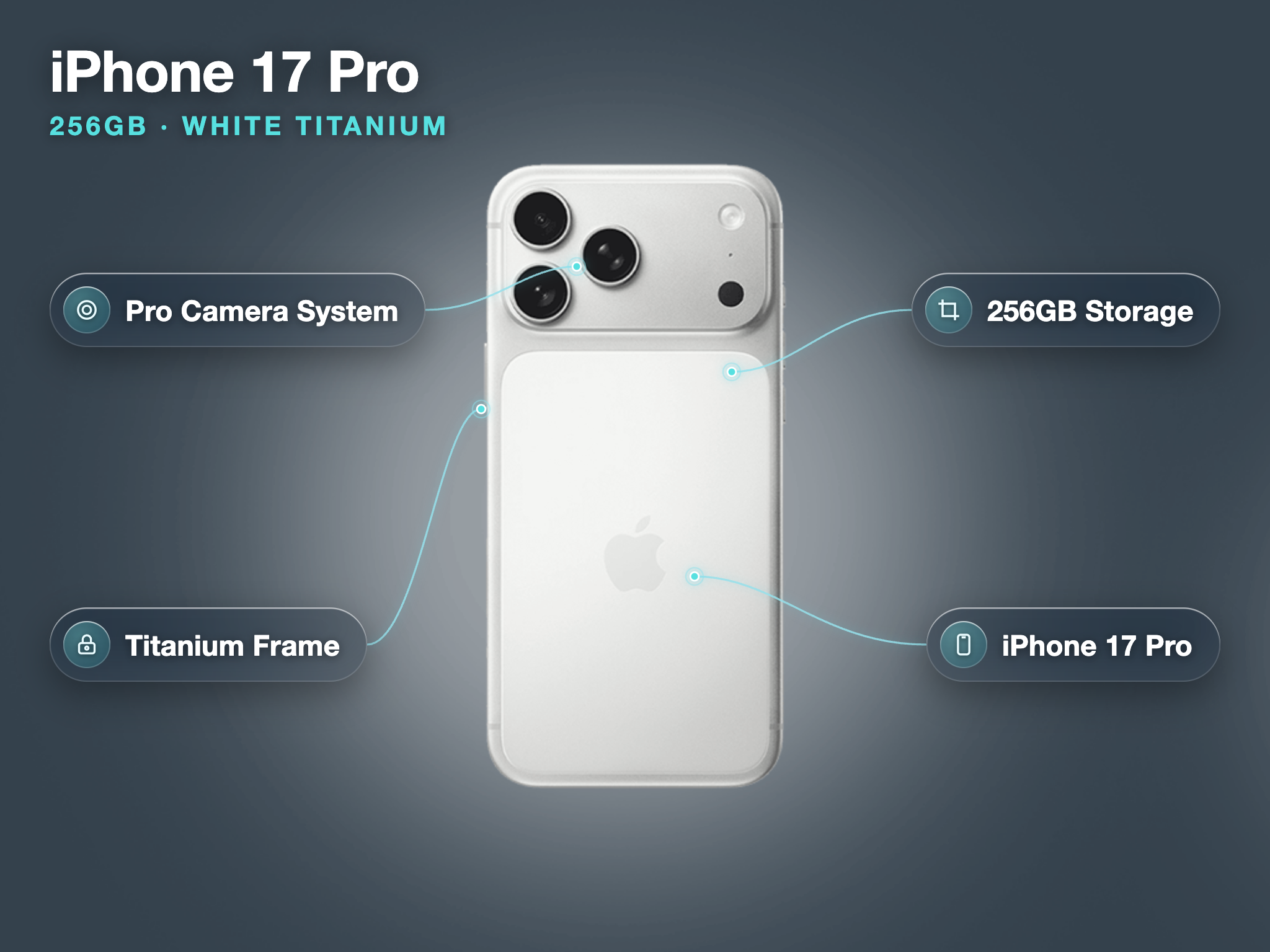 Apple iphone 17 pro 256gb · white titanium