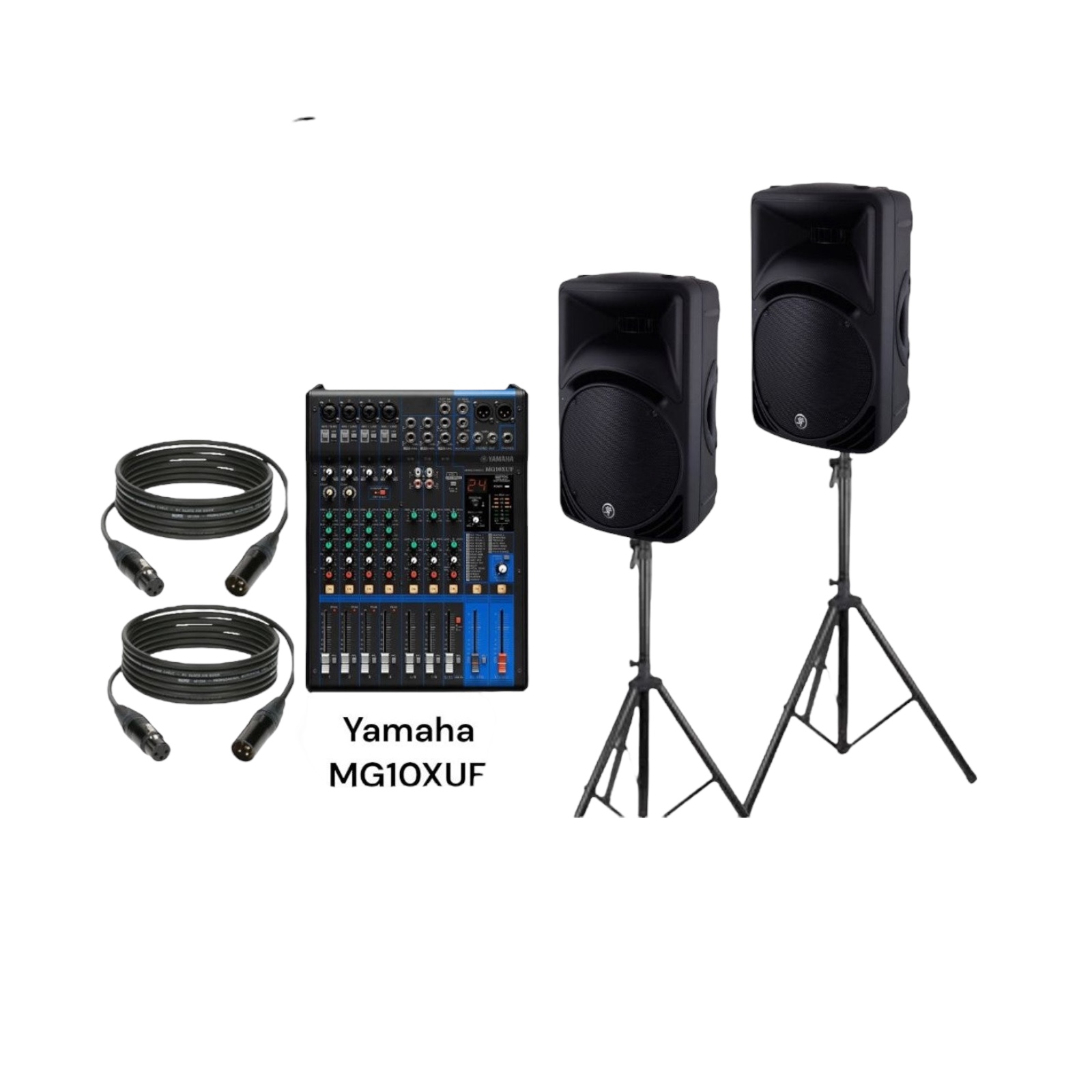  yamaha mg10xuf mixer pa system mackie speakers 350 v3 xlr event desk mixing 10 channel speaker
