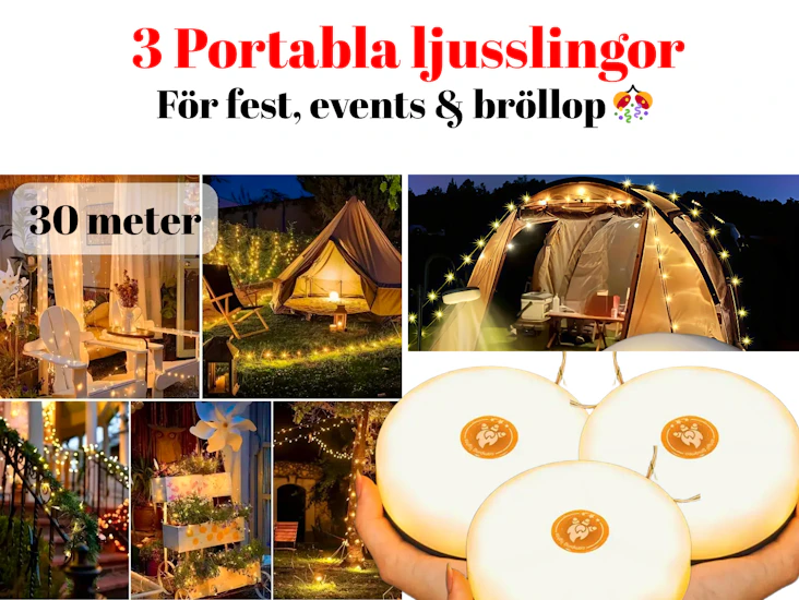 3 portabla ljusslingor – perfekt för festen, eventet eller bröllopet 🎊