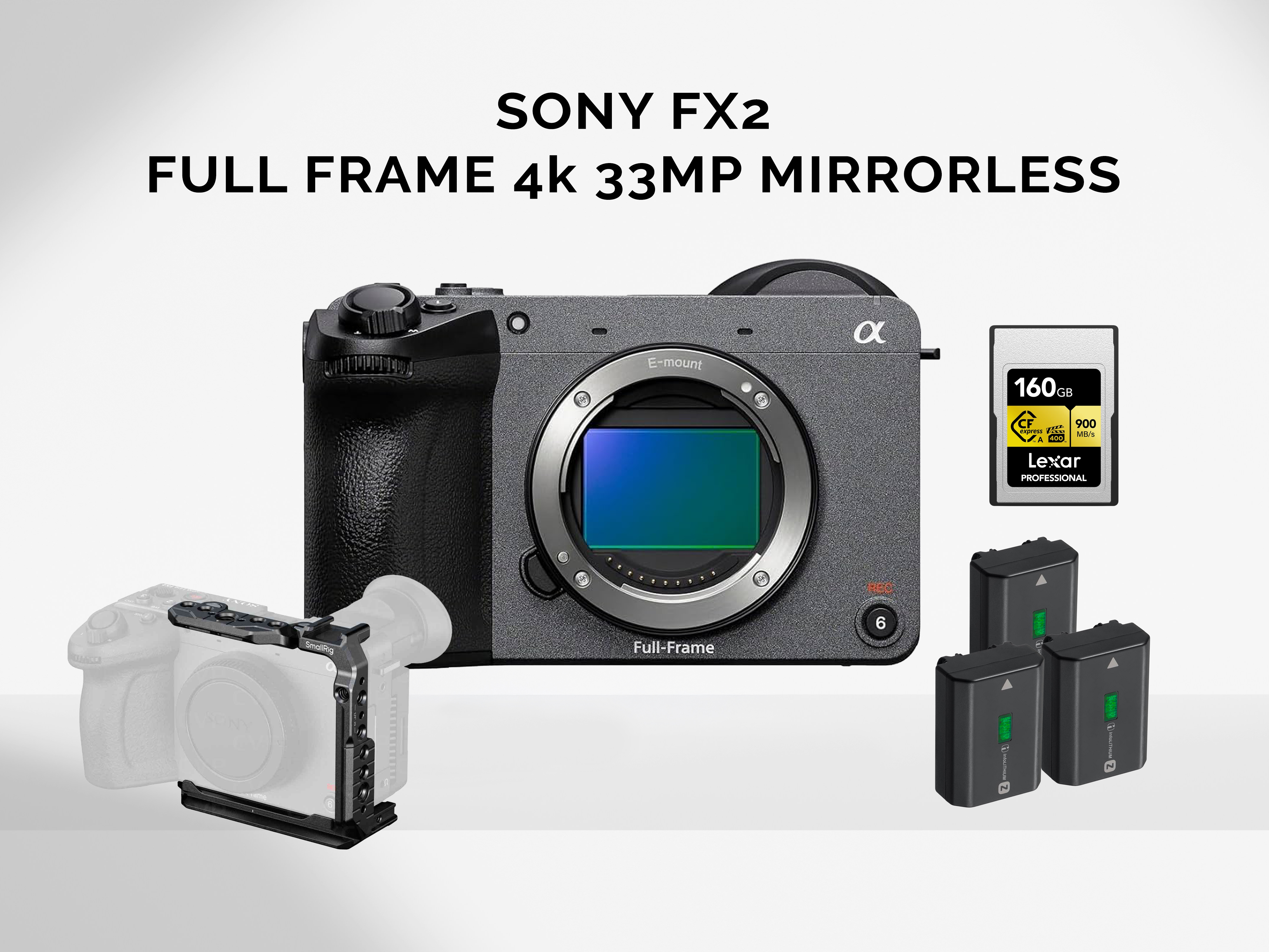 Sony fx2 4k full frame e-mount cinema camera body with cage