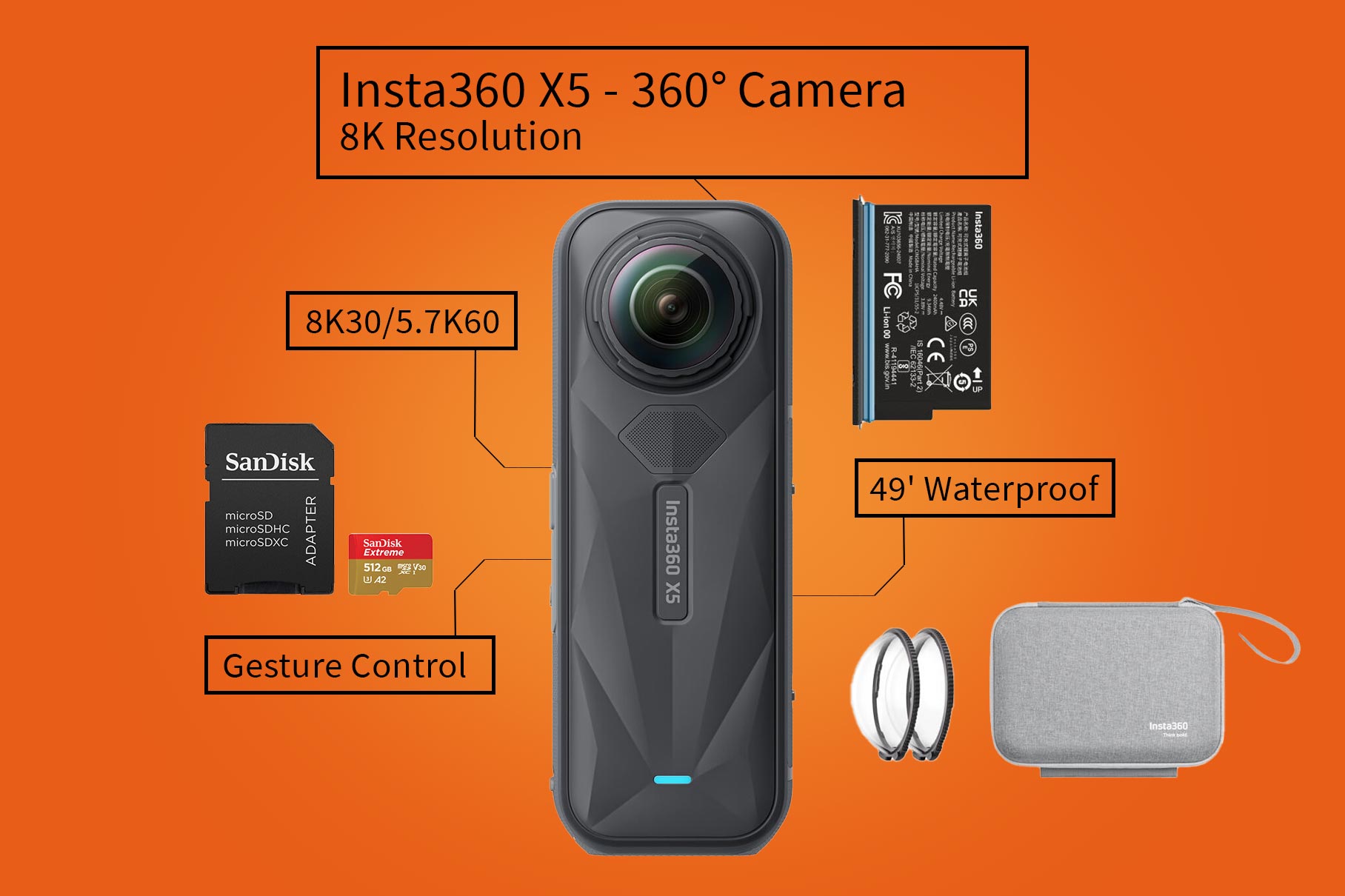 Insta360 x5 - 360 action camera