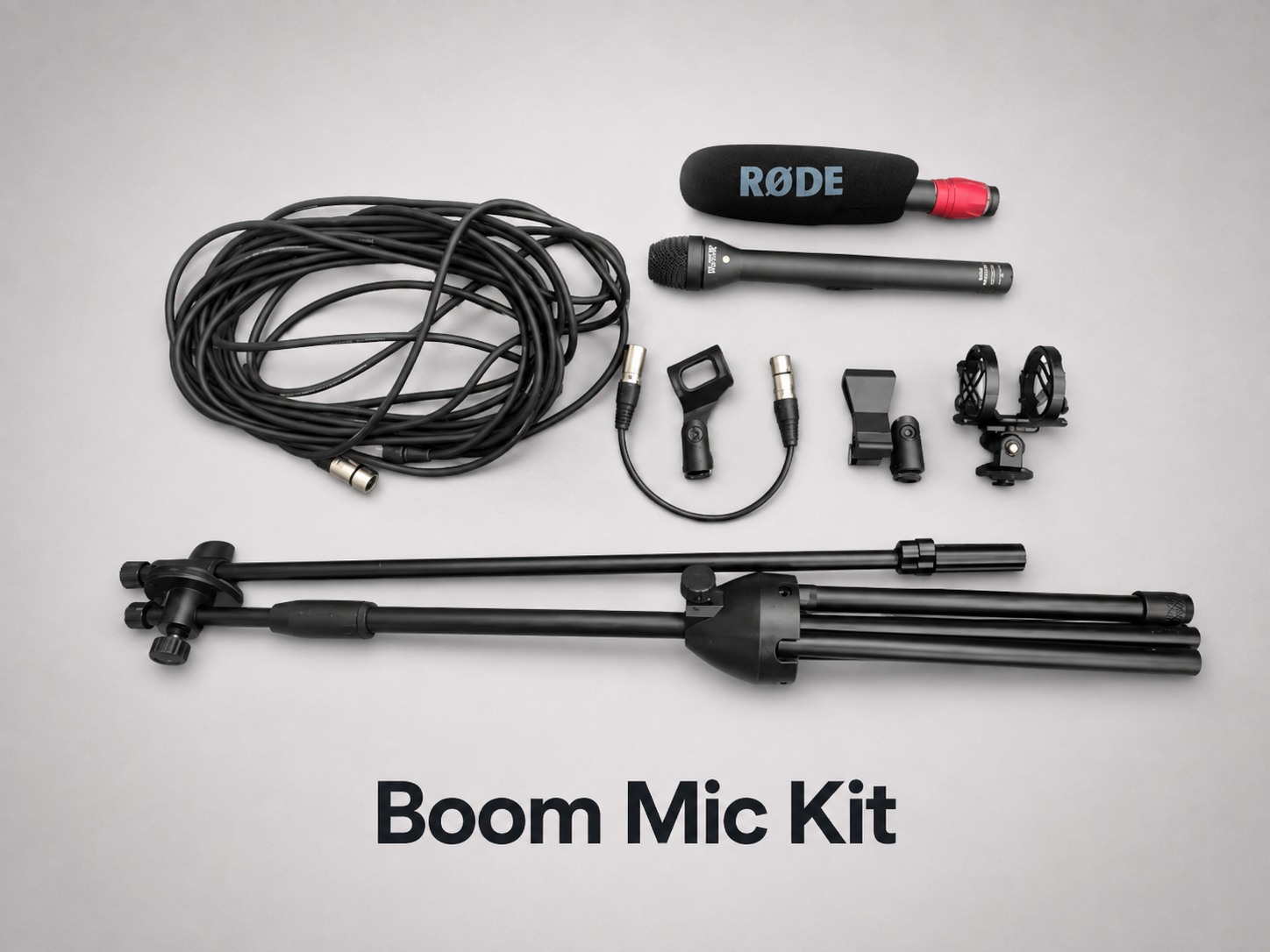 Ntg-1 rode xlr mic, presenter mic with long xlr cable and stand