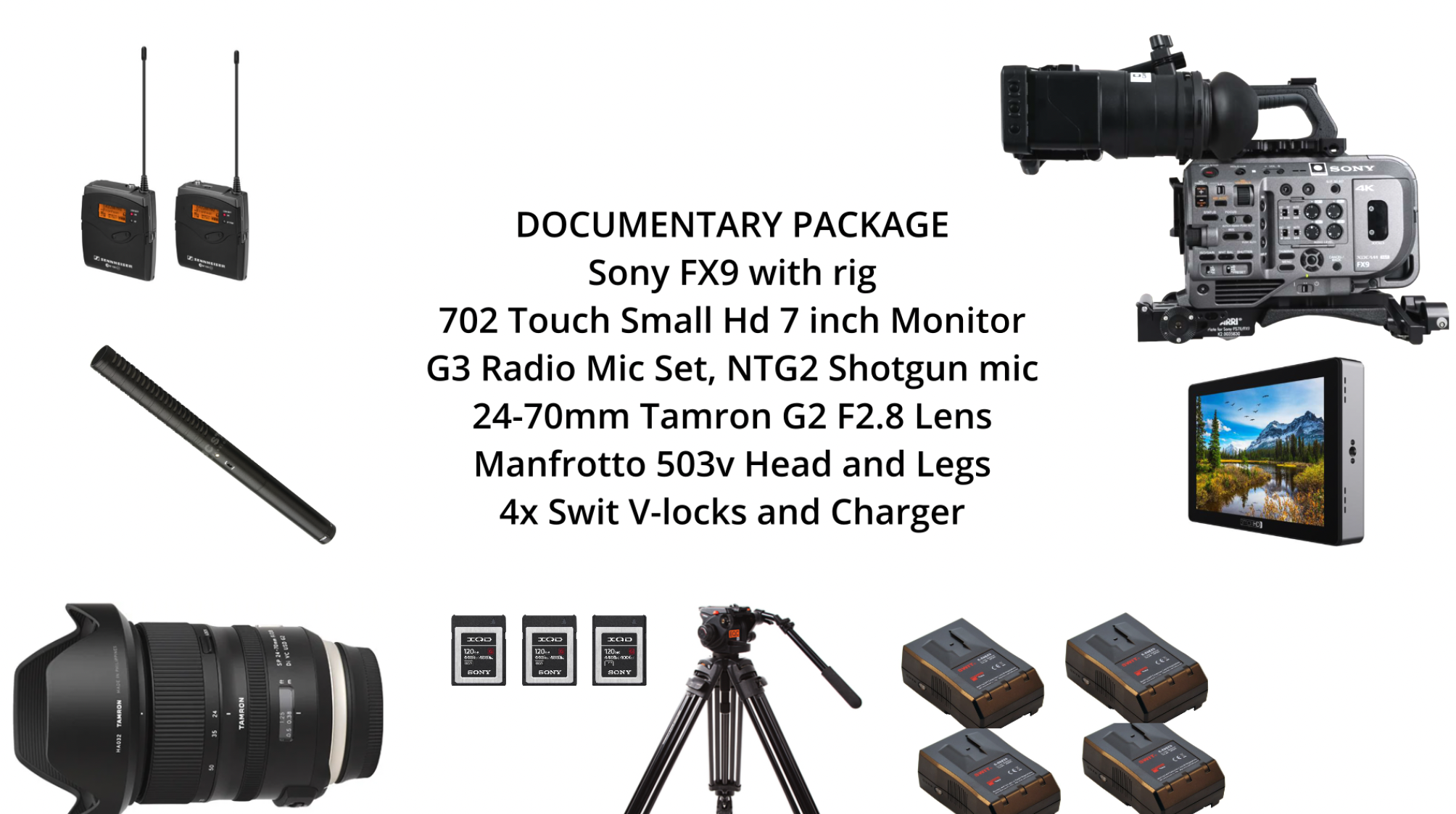 Sony fx9 documentary package including lens, audio, tripod, monitor etc. free evening pickup night before
